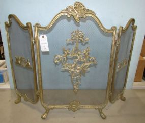 Vintage Ornate Brass Fire Screen