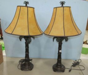 Pair of Decor Resin Flower Table Lamps