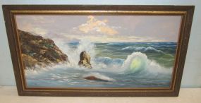 Oil Painting of Seashore Signed