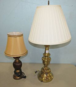 Brass Table Lamp and Small Resin Desk Lamp