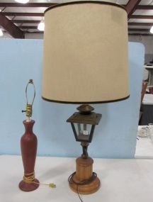 Lantern Table Lamp and Red Ceramic Lamp