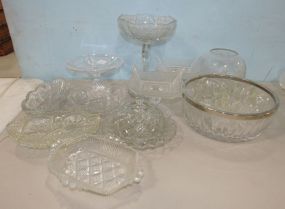 Assortment of Clear Glass Serving Pieces