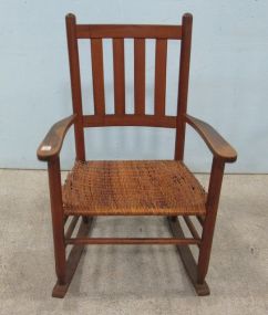 Wood Wicker Seat Rocking Chair