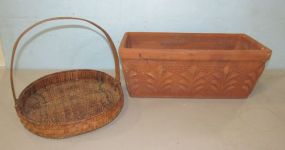 Made In Italy Terra Cotta Planter and Oak Woven Basket