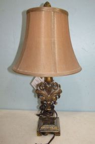 Gold Tone Resin Ornate Table Lamp