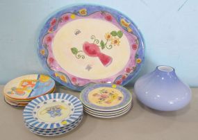 Ceramic Sango Pottery Serving Platter and Plates