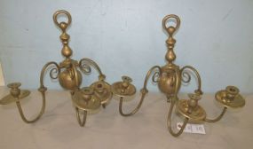 Pair of Vintage Brass Candle Holder Sconces