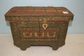 Ornate Brass and Wood Storage Box