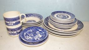 Blue and White Pottery Plates, Bowls, and Mugs