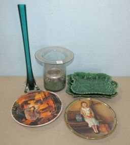 Collectible Plates, Green Pottery Trays, Glass Vases