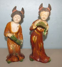 Pair of Tang Style Pottery Tomb Figures