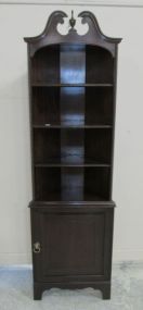 Mahogany Three Shelf Corner Cabinet