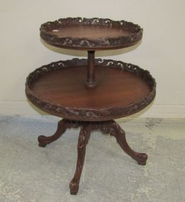Heavily Carved Two Tiered Table