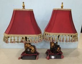 Pair of Resin Jaguar Table Lamps