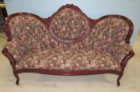 Reproduction Victorian Style Rose Carved Settee