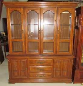 1980-90s Two Piece China Cabinet