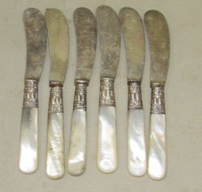 Six Mother of Pearl Butter Knives