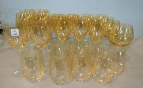 Large Collection of Amber Glass Stemware