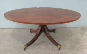 Burl Walnut Oval Pedestal Table