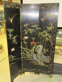 Black Lacquer Asian Style Three Panel Screen
