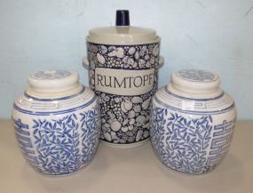 Pair of Blue and White Ginger Jars, Ceramic Rumtopf