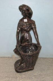 Bronzed Color Ceramic Lady Statue