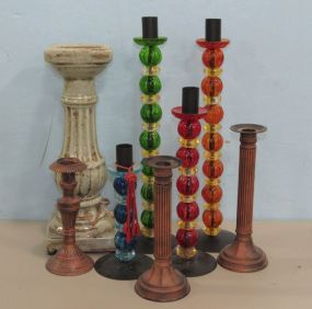 Group of Decorated Candlestick Holders
