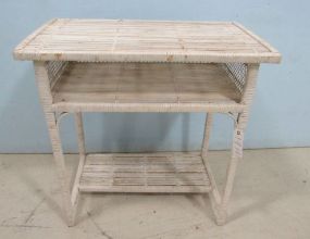 White Wicker Side Table/Desk