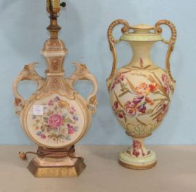 Vintage Porcelain Hand Painted Table Lamp and Urn