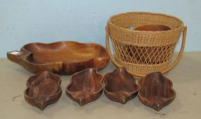 Wicker Baskets, Wooden Bowls, and Wooden Salad Set