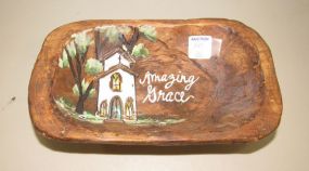 Small Wood Carved Amazing Grace Bowl