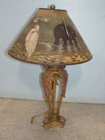 Gold Leaf Design Metal Table Lamp