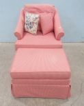 Striped Uphosltered Arm Chair and Ottoman