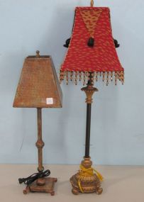 Two Metal Pole Table Lamps