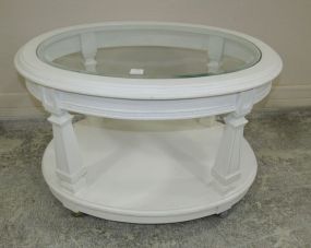 Modern White Glass Top Side Table