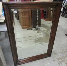 Contemporary Wood Framed Beveled Glass Mirror