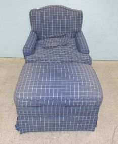 Upholstered Pin Striped Arm Chair and Ottoman