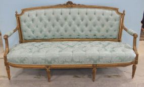 French Louis XVI Style Carved Gold Gilt Settee