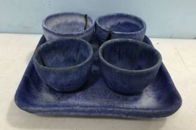 McCarty Potter Cobalt Blue Tray and Cups