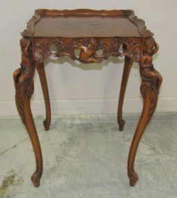 French Style Carved Figural Lamp Table