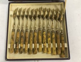 Set of 12 French Art Deco Oyster Forks