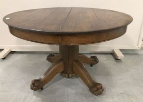 Vintage Round Oak Pedestal Dining Table