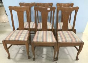 Six Vintage Oak T Back Dining Chair
