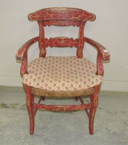 Red Distressed Arm Chair