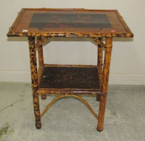 Oriental Style Bamboo Two Tier Table