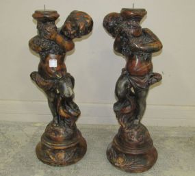 Rustic Resin Figural Candle Holders