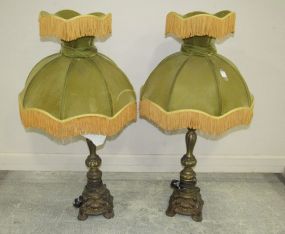 Pair Vintage Brass Cherub Table Lamps
