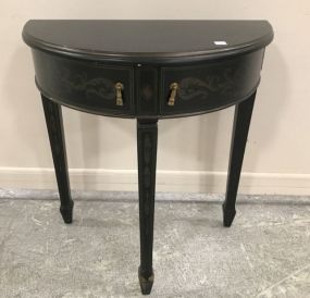 Modern Ebony Finish Bombay Demi Lune Console