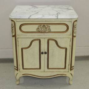 Rose Carved Marble Top End Table
