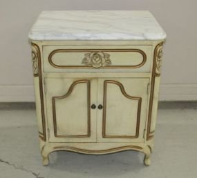 Rose Carved Marble Top End Table